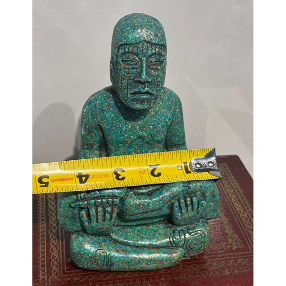 Miniature Inca Woman Baby Statue Turquoise Stone Figurine Modern Reproduction - Picture 8 of 9